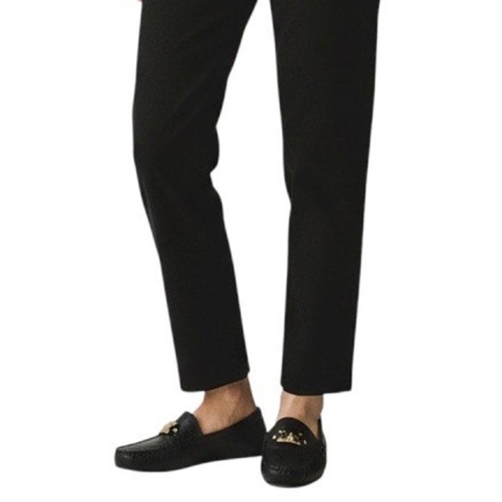 Kate Spade Black Leather Carmen Gold Tone Hardware Loafers